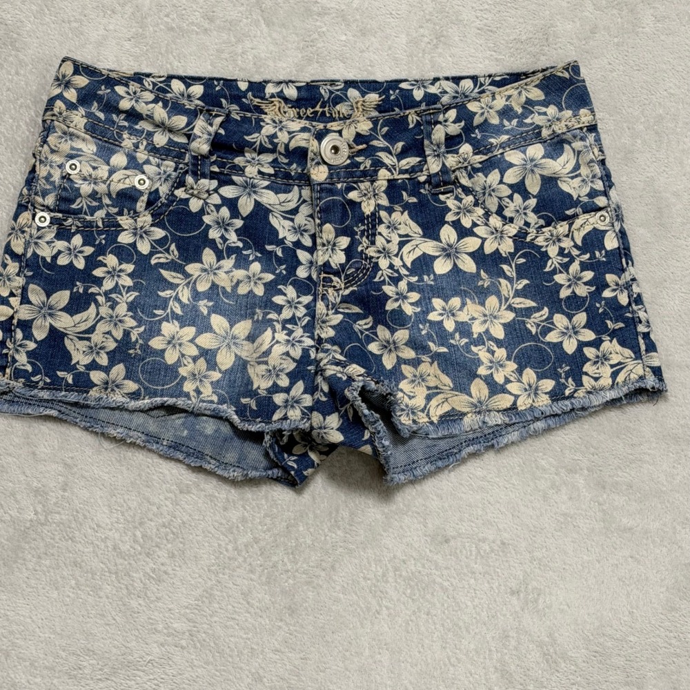 VIntage Freestyle Revolution Denim Shorts Womens 1 Floral Print Cutoff Boho